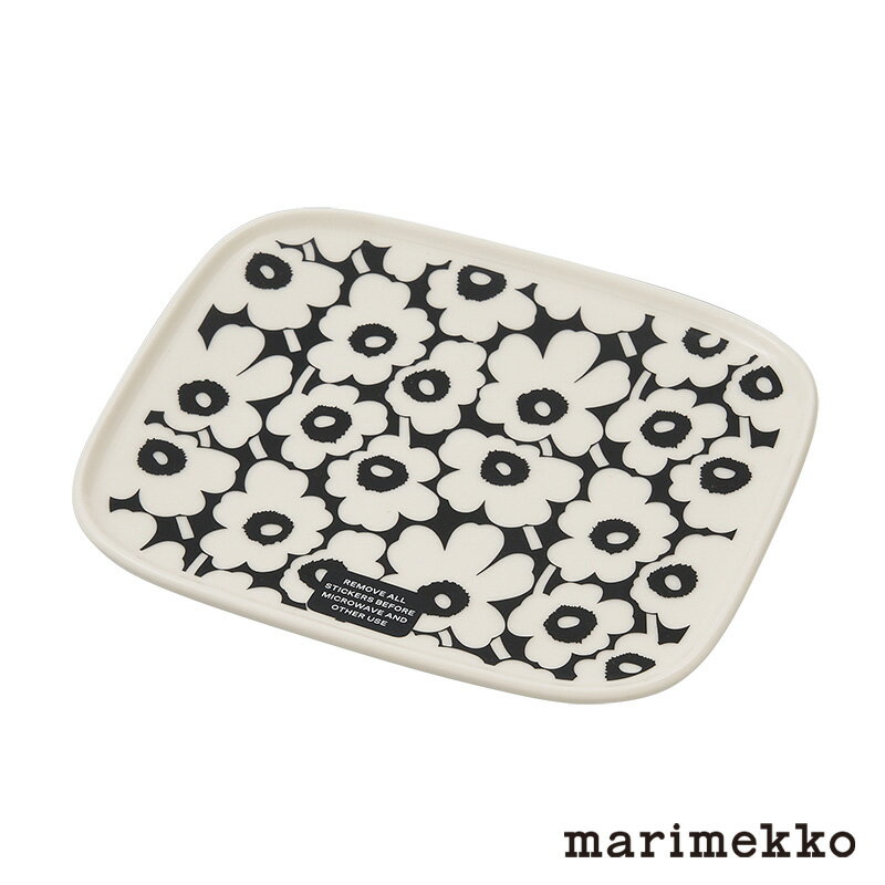 【Unikko 60th】marimekko マリメッコ プレート Pikkuinen Unikko ブラック×オフホワイト