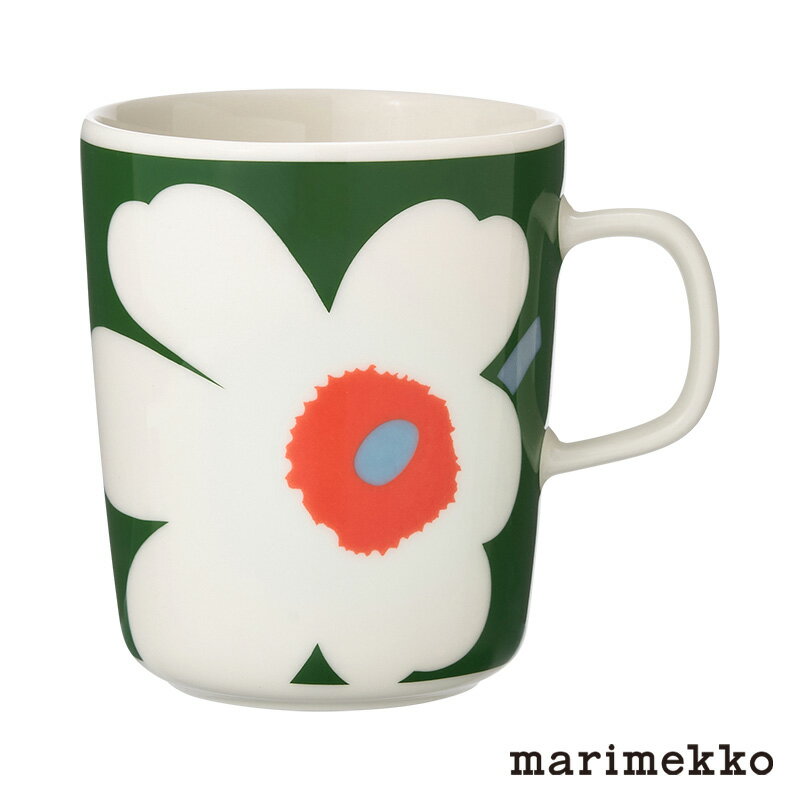 【Unikko 60th】marimekko マリメッコ マグカップ グリーン×オレンジのサムネイル