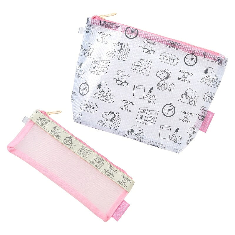 スヌーピー PEANUTS 洗面ポーチ2Pセット PINK