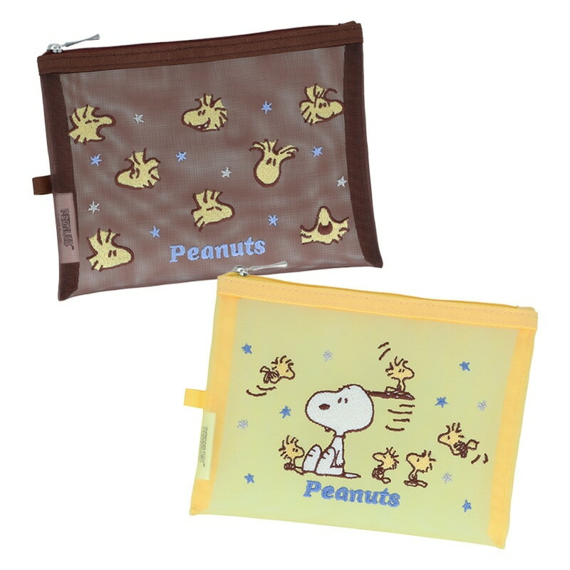 Rakuten - スヌーピー PEANUTS メッシュ刺繍ポーチ WOODSTOCK & SNOOPY