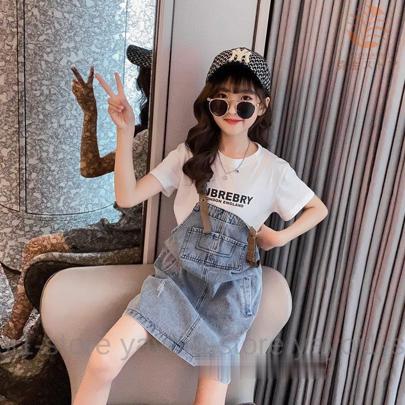 韓国子供服 サロペット オーバーオール キッズ 女の子 デニム スカート 膝丈 ジーンズ 子ども服 ジュニア ガールズ 110-160cm 通園 通学 可愛い おしゃれ