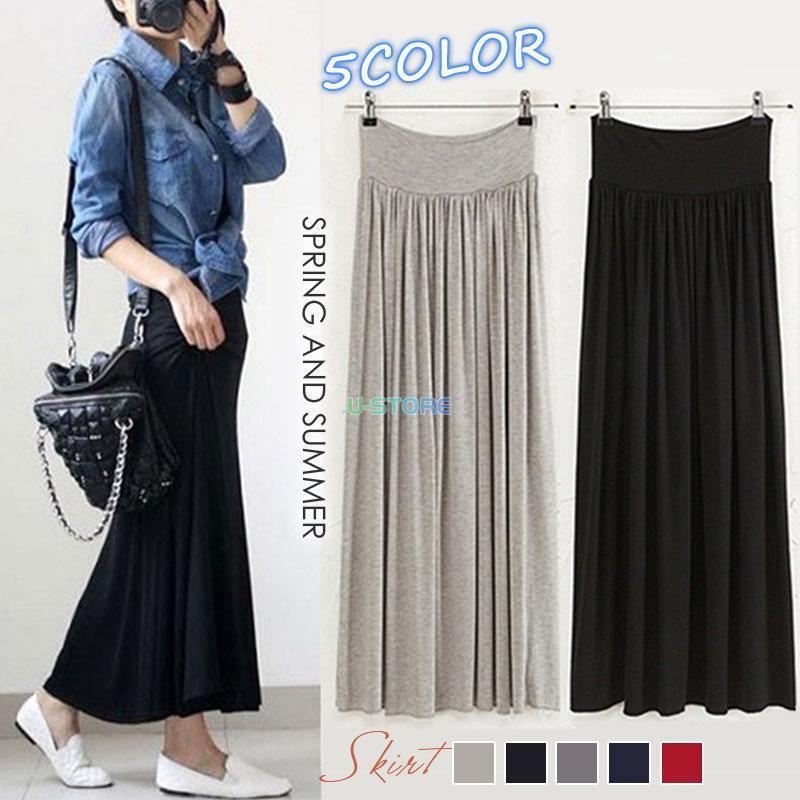 【期間限定10％OFF】ロングスカート マキシ スカート ウエストゴム 薄手 美脚 カジュアル 体型カバー レディース Aライン 春夏 フレア UVカット 大人