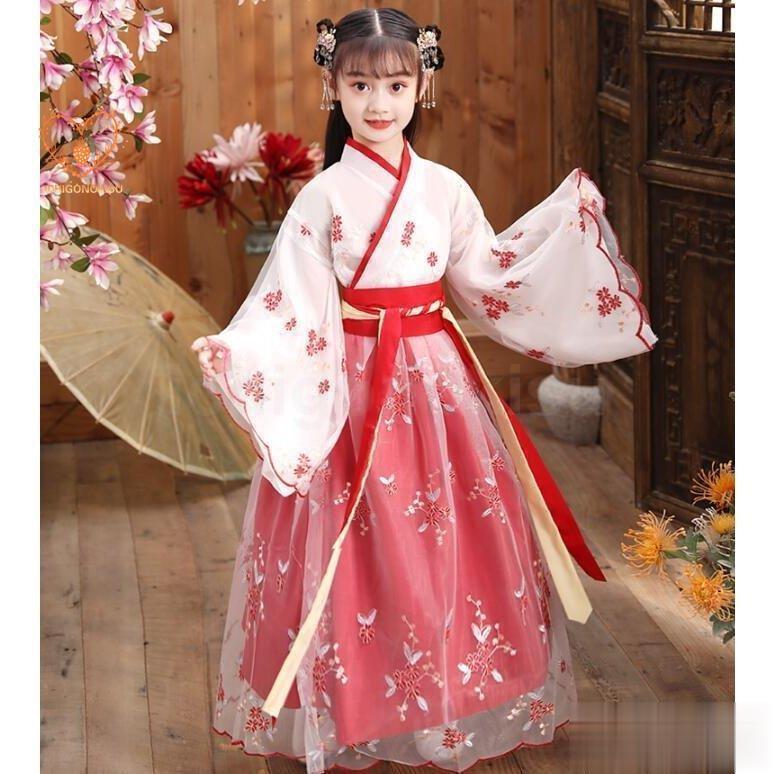 子供チャイナ服　女の子漢服唐装　中華コスプレ衣装　中国風舞台ステージ衣装　華流コスチューム　女児チャイナドレス