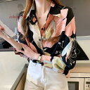 シャツ レディース ブラウス 春 長袖 Vネック 花柄 シフォン お洒落 きれいめ ゆったり 着痩せ 大人 通勤 通学 春物 夏 20代 30代 40代 韓国 ...