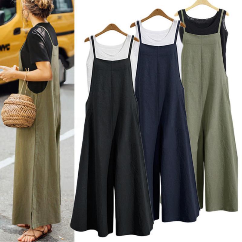 サロペット レディース 九分丈 ワイトパンツ オーバーオール パンツ 綿麻 春夏 ロングズボン 無地 大きいサイズ オシャレ 着痩せ