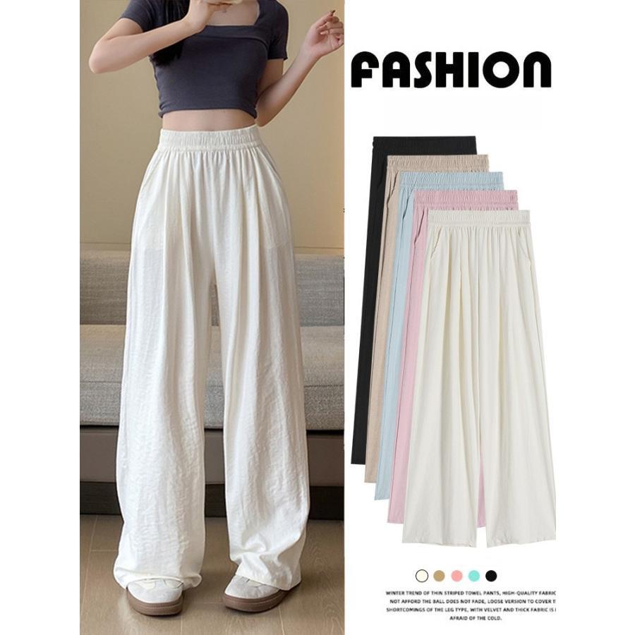 ワイドパンツレディースウエストゴム...