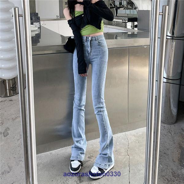 デニムブーツカットパンツレディース...