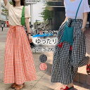 ワイドパンツ 春 夏 秋 レディース スカート風 バギーパンツ チェック柄 イージーパンツ ハイウエスト カジュアル ゆったり 着痩せ 春夏 体型カバー おしゃれ