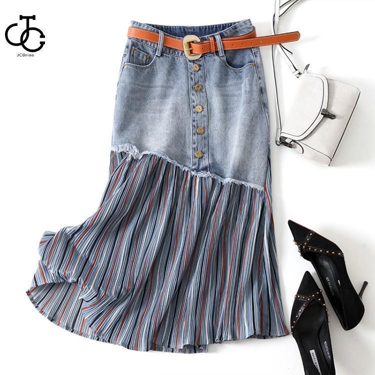 デニムスカート 着やせ レディース フロントボタン タイトスカート 切り替え プリーツ スリット スカート 細見え デニム 大人 通勤 オ..