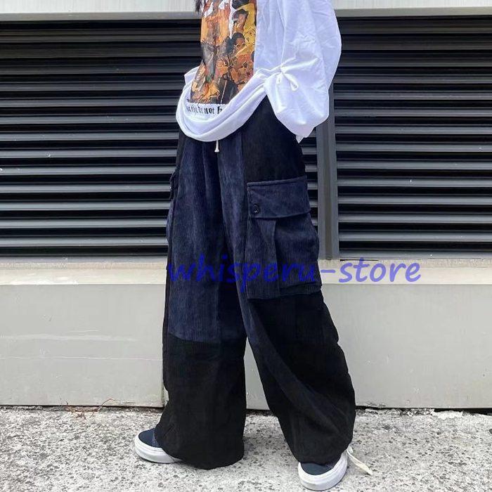ワイドパンツ メンズ コーデュロイ ロングパンツ イージーパンツ ズボン ウエストゴム ボトムス 無地 シンプル オシャレ カジュアル