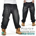 スーパーセール限定10%OFF! ワイドパンツ メンズ デニム ジーンズ 刺繍 ロング丈 極太 ビッグシルエット バギーパンツ hiphop ジーパン ヒップホップ ストリート