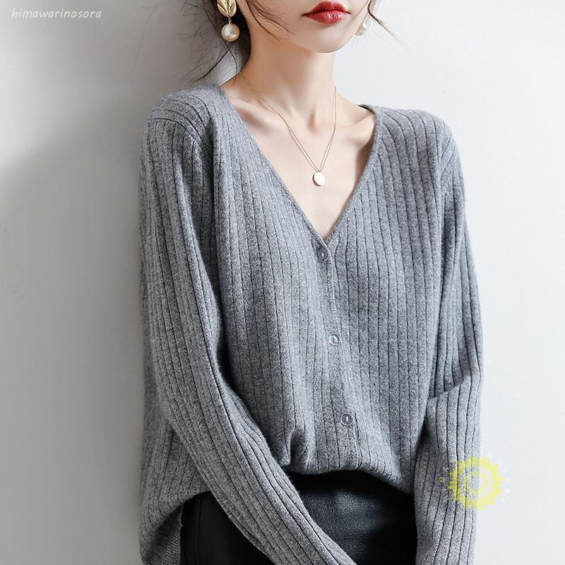 カーディガン レディース ロングカーディガン 春コーデ 長袖 春服 リブ ニットセーター 薄手 ゆったり 秋冬 ショート丈 開襟 ゆるシルエット 無地 羽織り