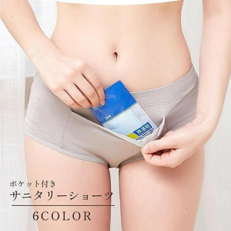 サニタリーショーツ 生理用ショーツ ポケット付き スタンダード レディース 女性 パンツ アンダーウェア インナー 下着 無地 単色 シンプル