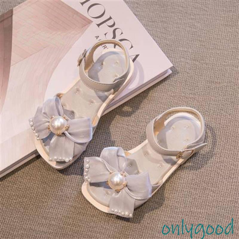【期間限定10％OFF】おトク キッズシューズ 履サンダルちょう結び 真珠お姫様きやすい 子どもシューズ ..
