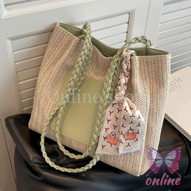 かごバッグ レディース ショルダーバッグ 斜めがけ　麦わらバッグ ピクニック 海 ビーチ 夏バッグ 麦わらバッグ 軽量 かわいい 草編みバッグ 手提げ