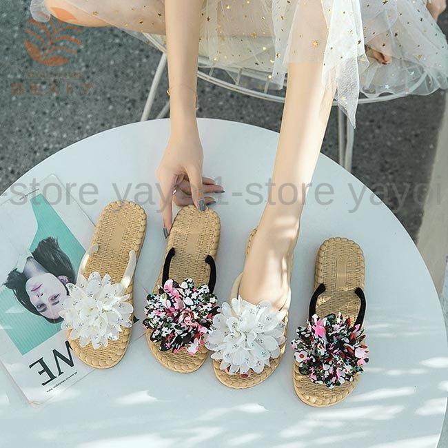 Sports Sandal - サンダル レディース トング スリッパ 花柄 トングサンダル ビーサン ぺったんこ ビーチサンダル リゾート サマーサンダル 婦人靴 可愛い