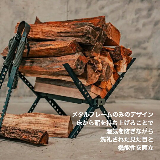 pleasure BoxのTOYOTOMI トヨトミ GEAR MISSION 薪スタンド TIMBER BASE TB-GM1(G) オリーブグリーン｜アングル2