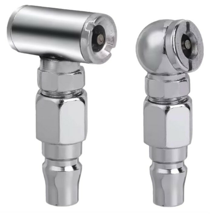 ミニエアーチャック 空気入れ 自動車 自転車 兼用 バイク 原付 二輪 車 タイヤ エアチャック ダブルヘッド 高圧対応 クロムバナジウム鋼 錆びにくい コンパクト 携帯用 空気圧計対応 バルブ 2個セット エアー チェック ミニ 持ち運び 簡単 クロムバナジウム 空気圧 SUV RV