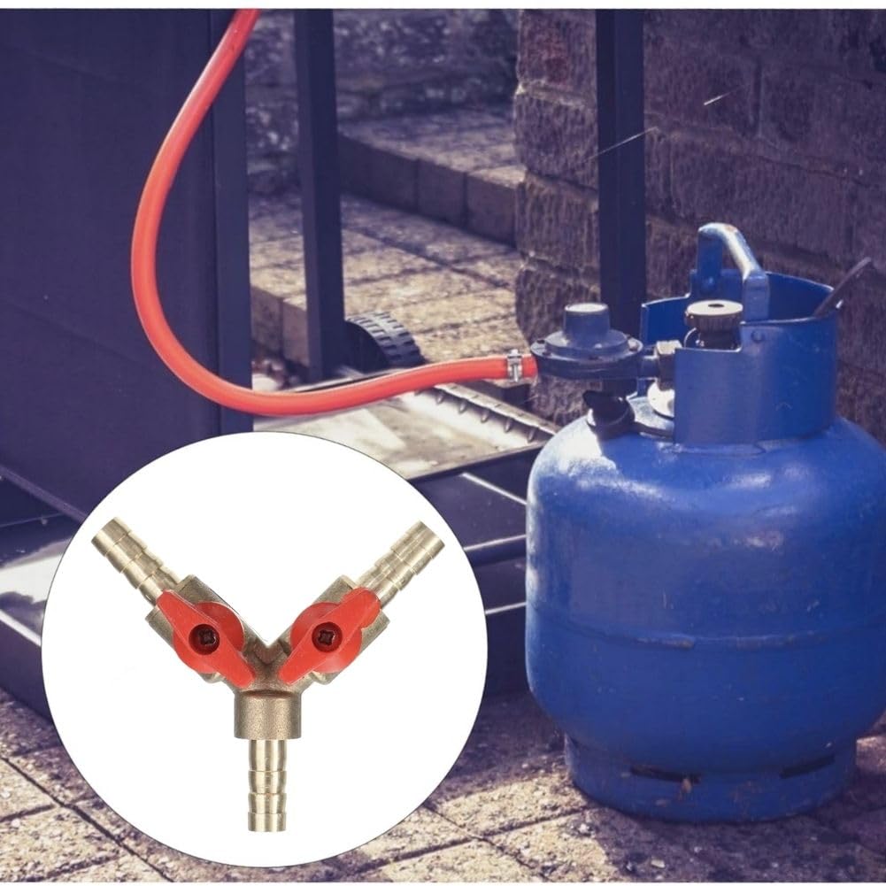 【送料無料】ガスホース ジョイントコネクター ガス 燃料 ホース 継手 ジョイント コネクター 二股 変換 金属 真鍮 (内径10mm) Y型ホースジョイント エア配管継手 ホース継手 ホースヘッドジョイント Y形ジョイント 燃料 空気 液体 ガス 工具