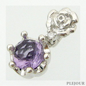 アメジスト ペンダント エピコットカット K18 薔薇 王冠