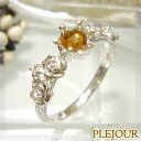 オレンジサファイア リング ローズカット K18 薔薇 王冠 ダイヤモンド付 バラと王冠のコンビ 指輪/ プラチナ変更可能