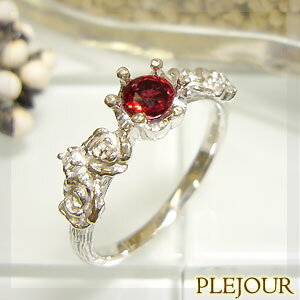レディッシュサファイア リング K18 薔薇 王冠 ダイヤモンド付 バラと王冠のコンビ 指輪/ プラチナ変更可能
