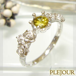 スフェーン リング K18 薔薇 王冠 ダイヤモンド付 バラと王冠のコンビ 指輪/ プラチナ変更可能