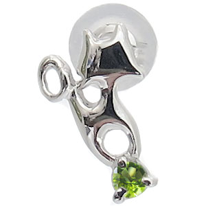 プラチナ・ピアス・ペリドット・一粒...