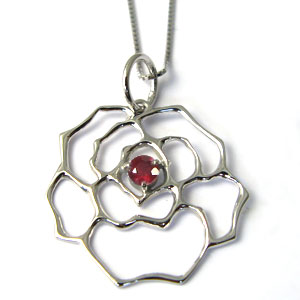 プラチナ・ネックレス・一粒・バラ・...