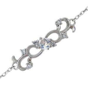 プラチナ・ロイヤルブルームーンストーン・アンクレット・唐草・アラベスク・一粒