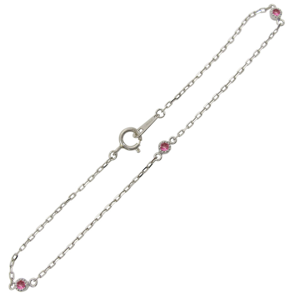 プラチナ・アンクレット・ピンクトルマリン・シンプル・ブレスレット