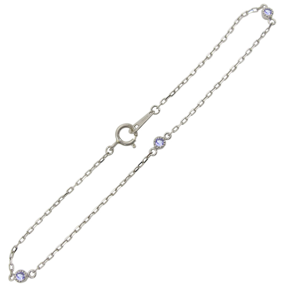 プラチナ・アンクレット・タンザナイト・シンプル・ブレスレット