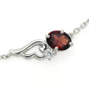 大粒 ガーネット プラチナ ブレスレット 天使の羽 フェザー アンクレット