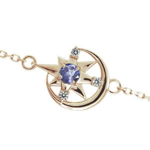 月・星・アンクレット・タンザナイト・ブレスレット・人気・K18・チェーン