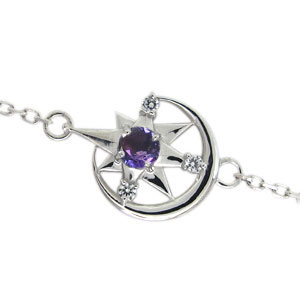 プラチナ・アンクレット・月・アメジスト・星・アンクレット・人気・ブレスレット