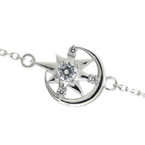 プラチナ・アンクレット・月・ダイヤモンド・星・アンクレット・人気・ブレスレット