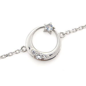 プラチナ 月 星 アンクレット ロイヤルブルームーンストーン スター ムーン