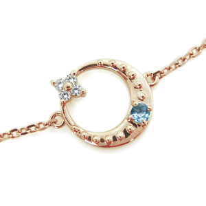 ブルートパーズ アンクレット 月 星モチーフ 10金 ブレスレット