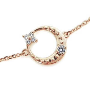 ダイヤモンド アンクレット 月 星モチーフ 10金 ブレスレット