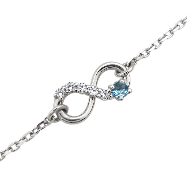 ブルートパーズ インフィニティ アンクレット 無限 プラチナ ブレス レディースブレスレット シンプル おしゃれ 11月誕生石