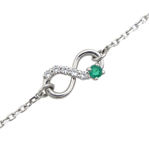 エメラルド インフィニティ アンクレット 無限 プラチナ ブレス