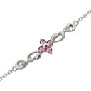 プラチナ 花 ブレスレット フラワー 唐草 ピンクトルマリンアンクレット