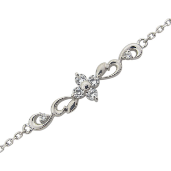 プラチナアンクレット 花 唐草 フラワー ダイヤモンド ブレスレット