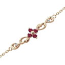 フラワーアンクレット ルビーブレスレット 唐草 花 アラベスク 10金