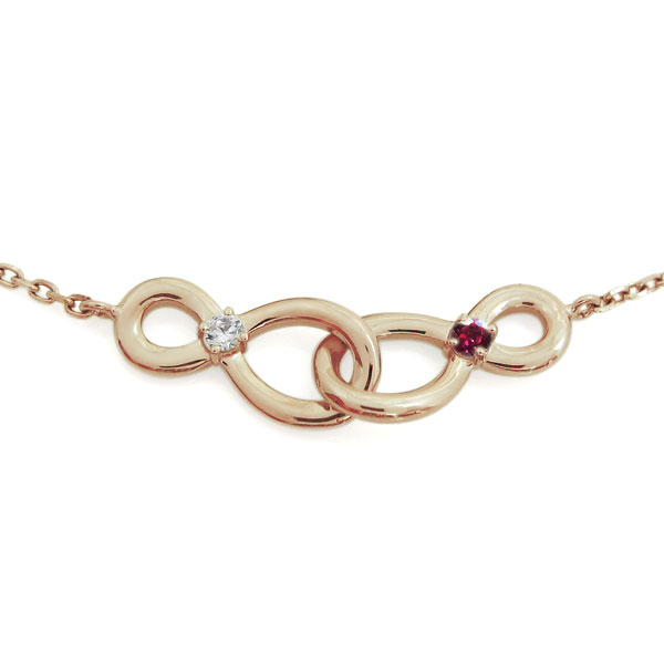 ダブルインフィニティ ダイヤモンド アンクレット 無限 ブレスレット 18金