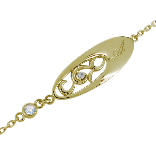 アンクレット・ロイヤルブルームーンストーン・イニシャル・唐草・レディース・ブレスレット・18金 プレゼント 母の日 2023