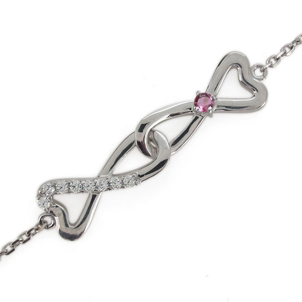 ピンクトルマリン・アンクレット・ハート・インフィニティ・無限・レディース・プラチナ・ブレスレット プレゼント 母の日 2023