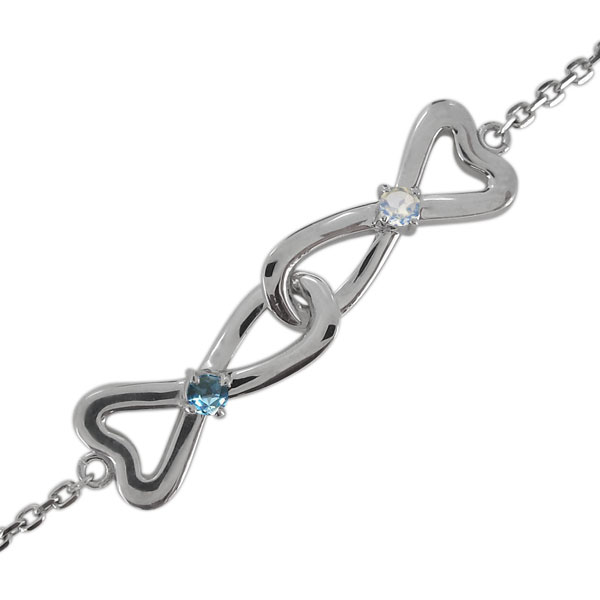 インフィニティ・アンクレット・プラチナ・ブルートパーズ・レディース・ハート プレゼント 母の日 2023