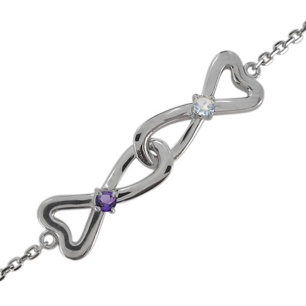 インフィニティ・アンクレット・プラチナ・アメジスト・レディース・ハート プレゼント 母の日 2023