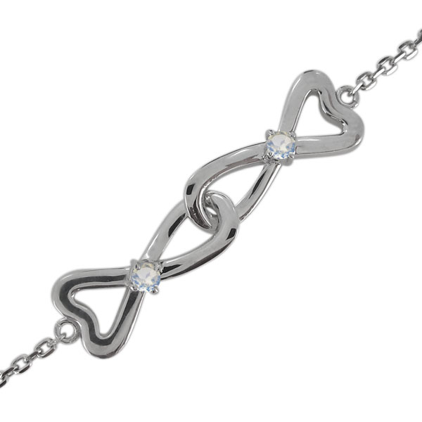 インフィニティ・アンクレット・プラチナ・ロイヤルブルームーンストーン・レディース・ハート プレゼント 母の日 2023